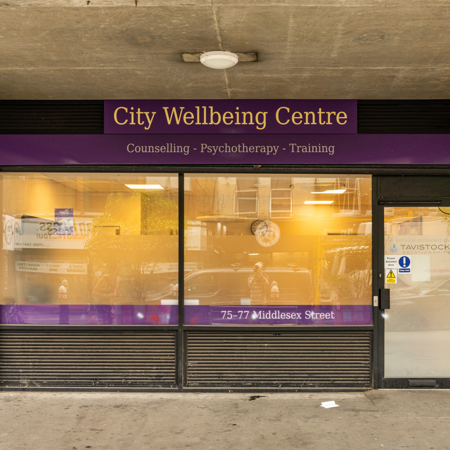 City Wellbeing Centre shopfront in Middlesex Street