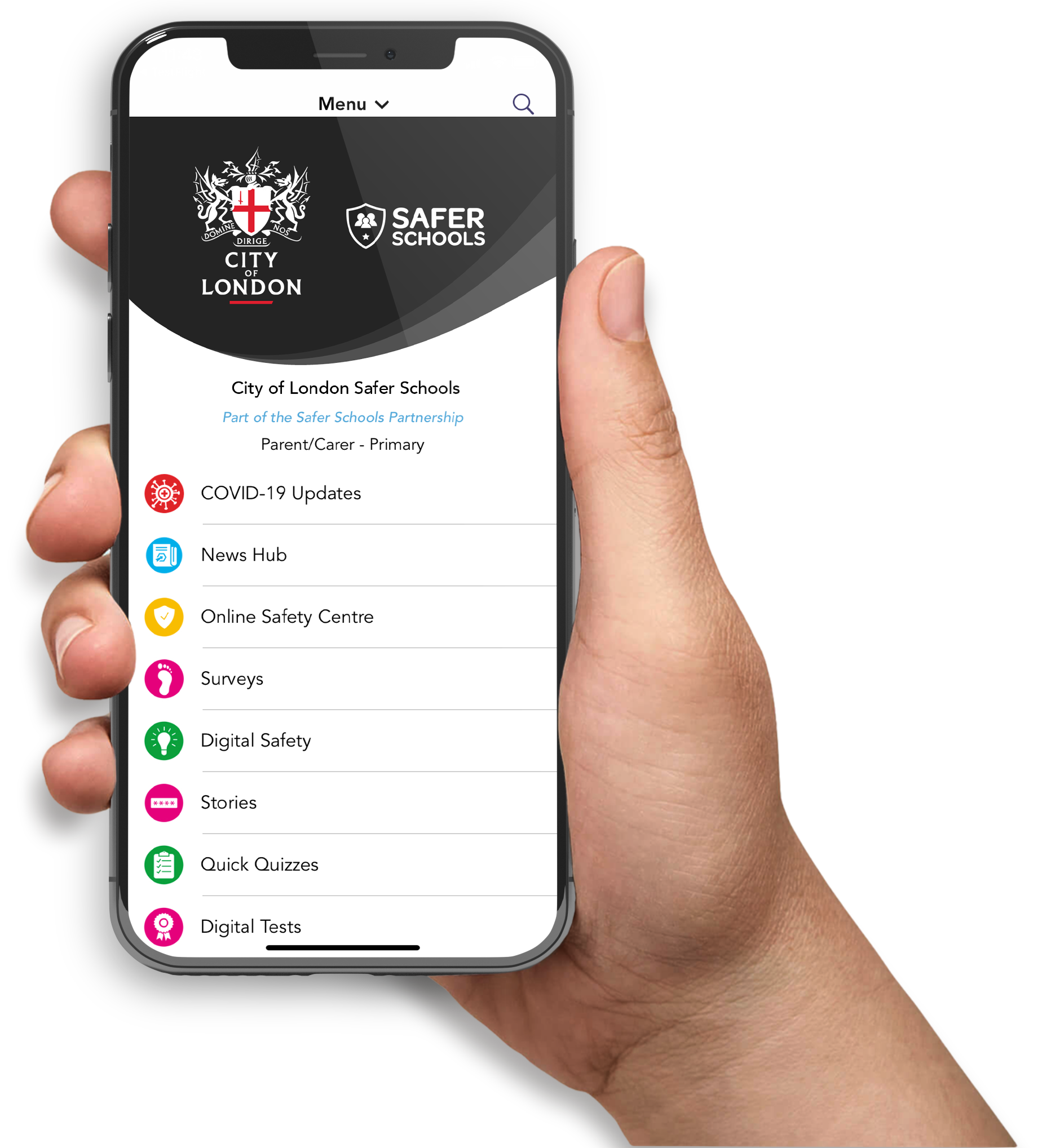 City of London Safer Schools App image on phone