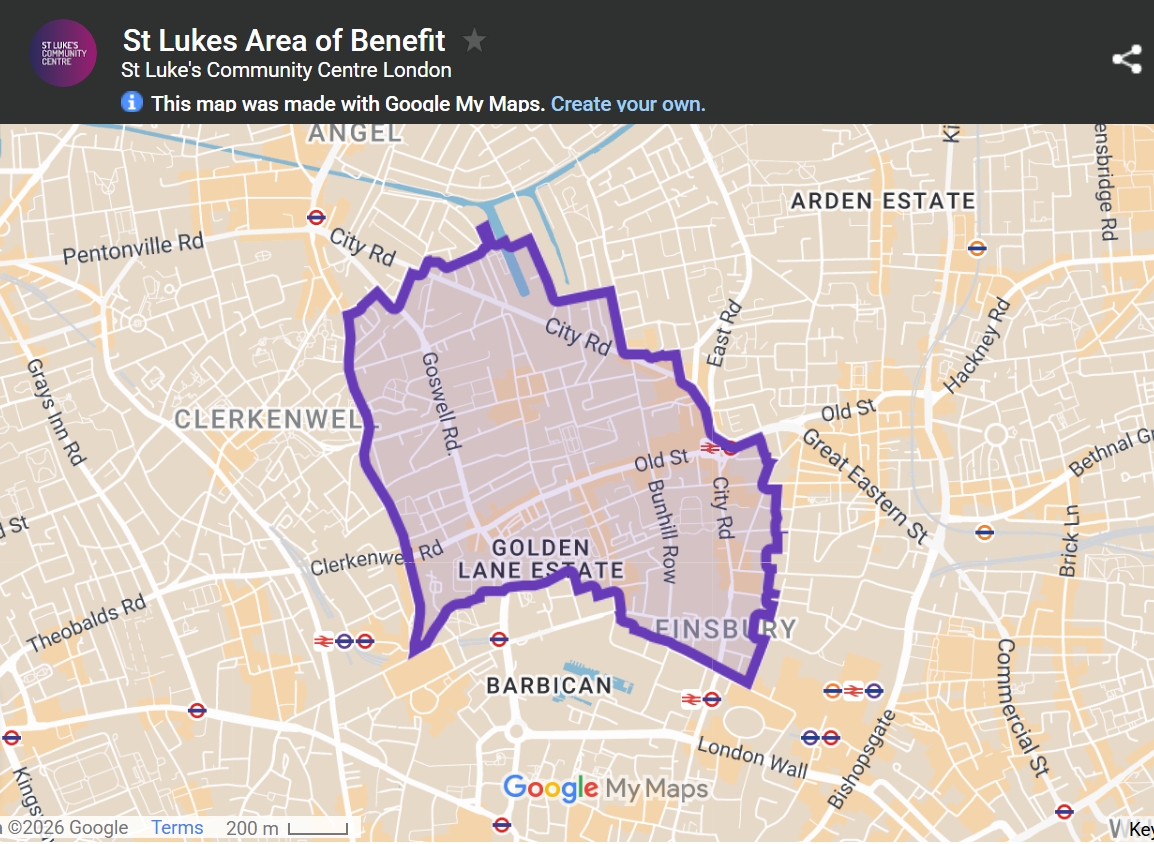 Map showing St Luke's Area of Interest