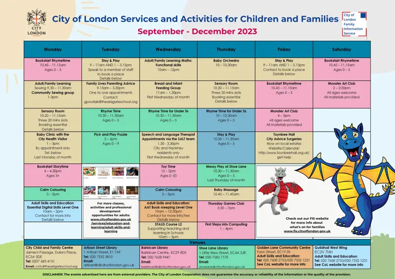 Activities timetable_Children and families_CoL