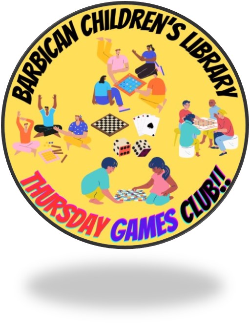 Cartoon image of multiple people playing board games 