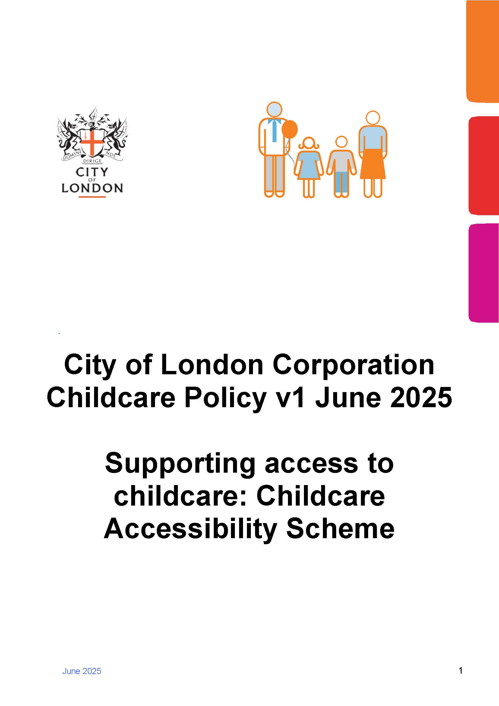 City of London Corporation Childcare Policy - June 2025 cover