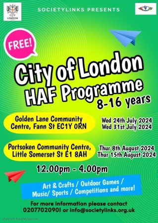 Poster for City of London Holiday and Food Programme 