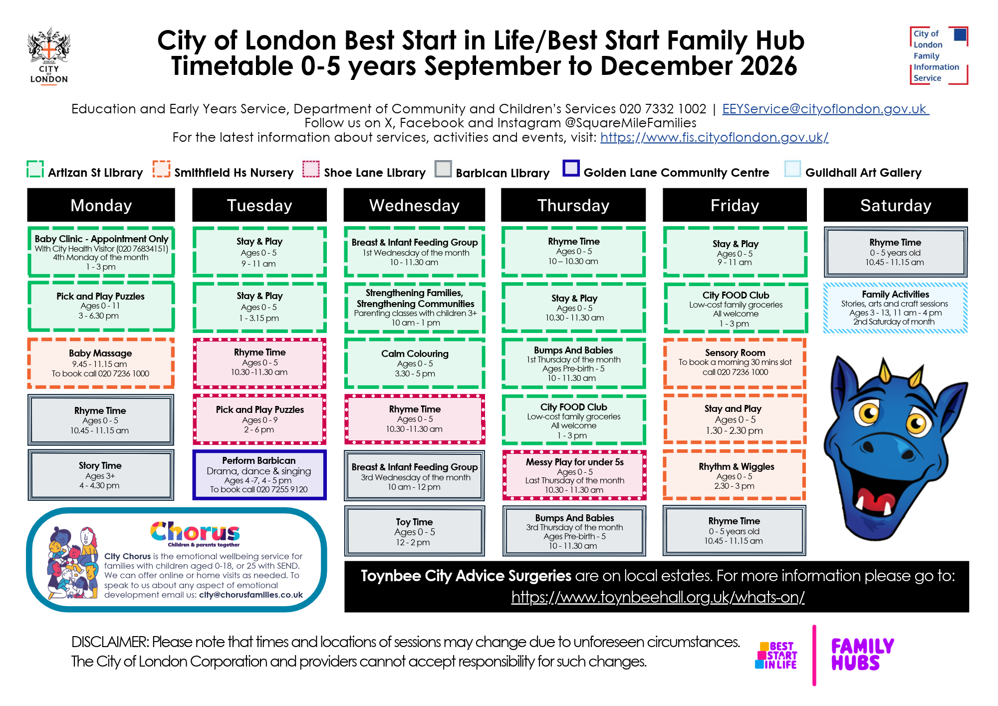 City of London Timetable 0-5 Years Sept-Dec 2026