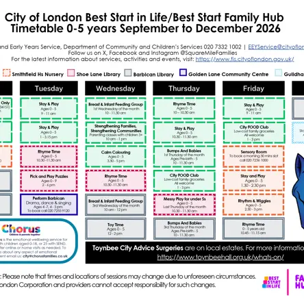 City of London Timetable 0-5 Years Sept-Dec 2026