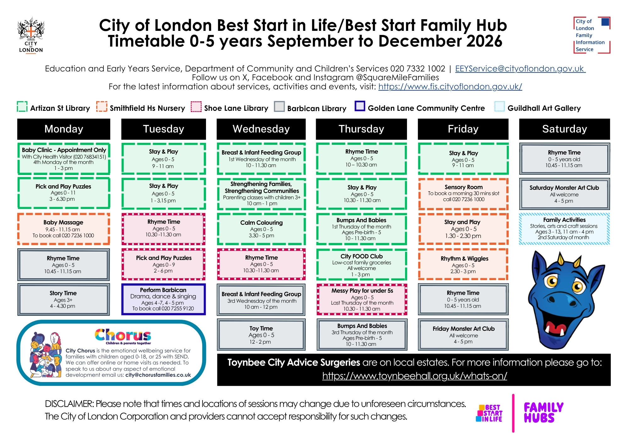 City of London Timetable 0-5 Years Sept-Dec 2026