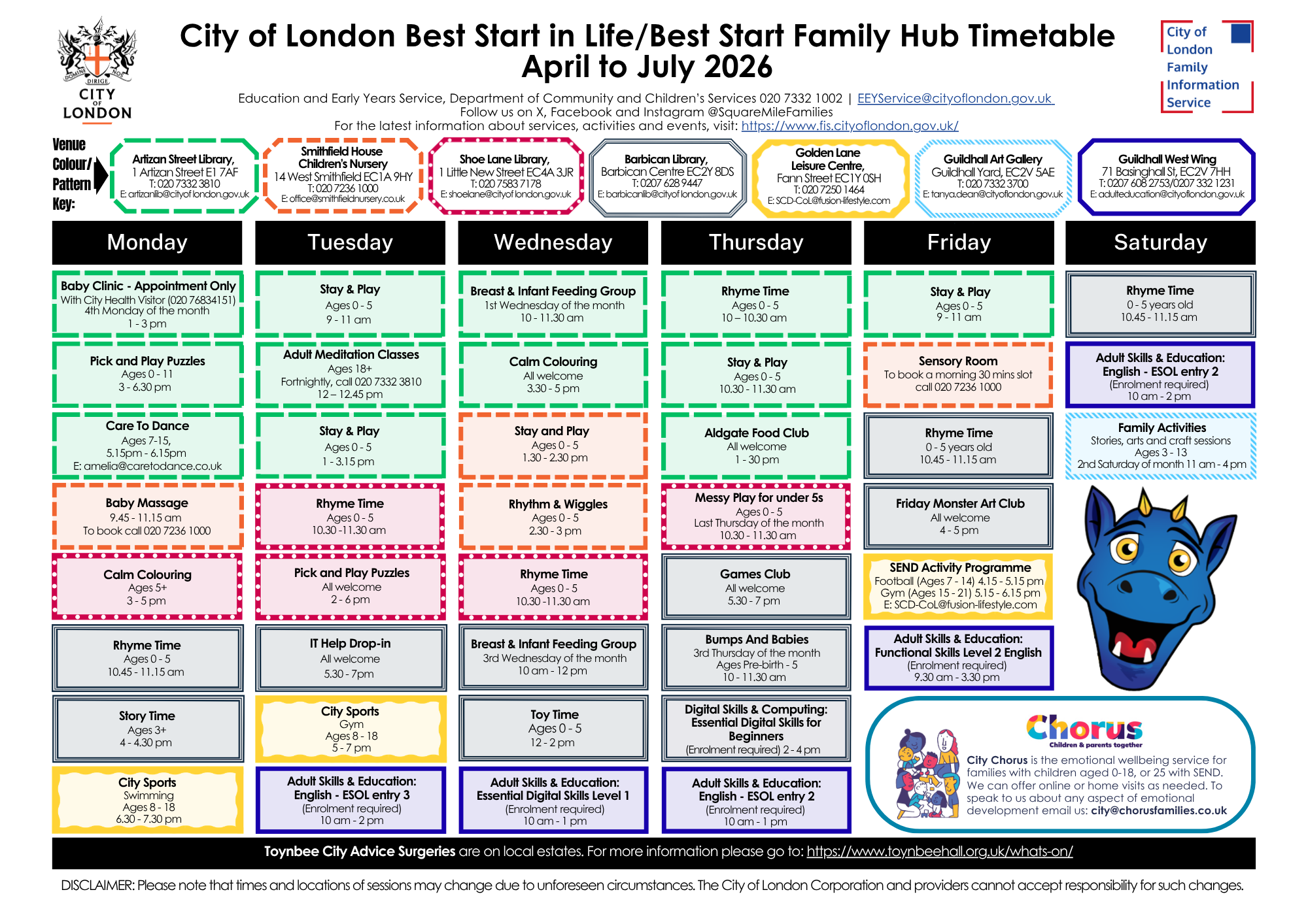 City of London Timetable Apr-July 2026