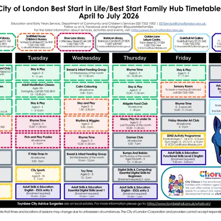 City of London Timetable Apr-July 2026