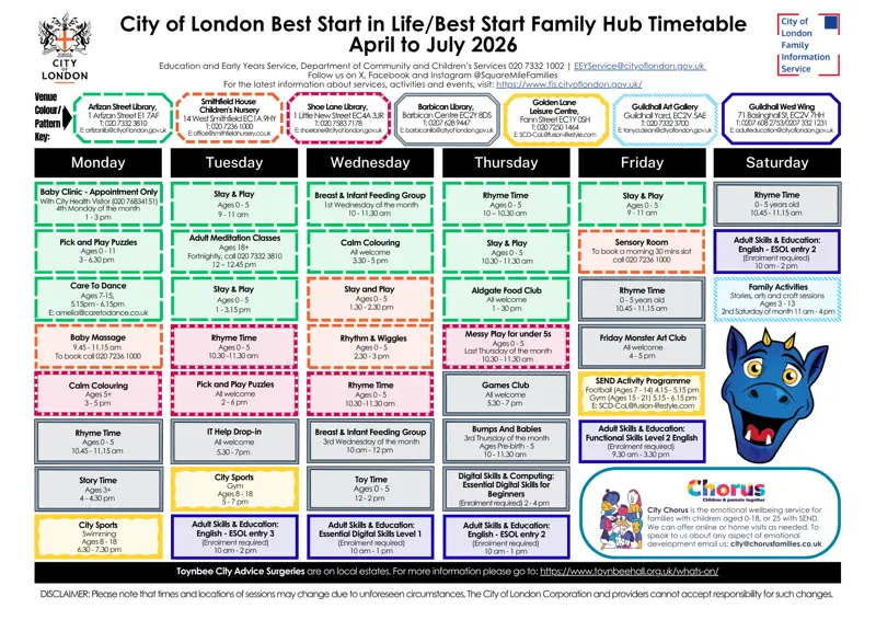 City of London Timetable Apr-July 2026