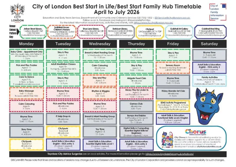 City of London Timetable Apr-July 2026