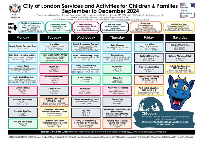 City Child and Family Centre services September - December 2024