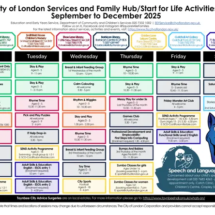 City of London Timetable September-December 2025