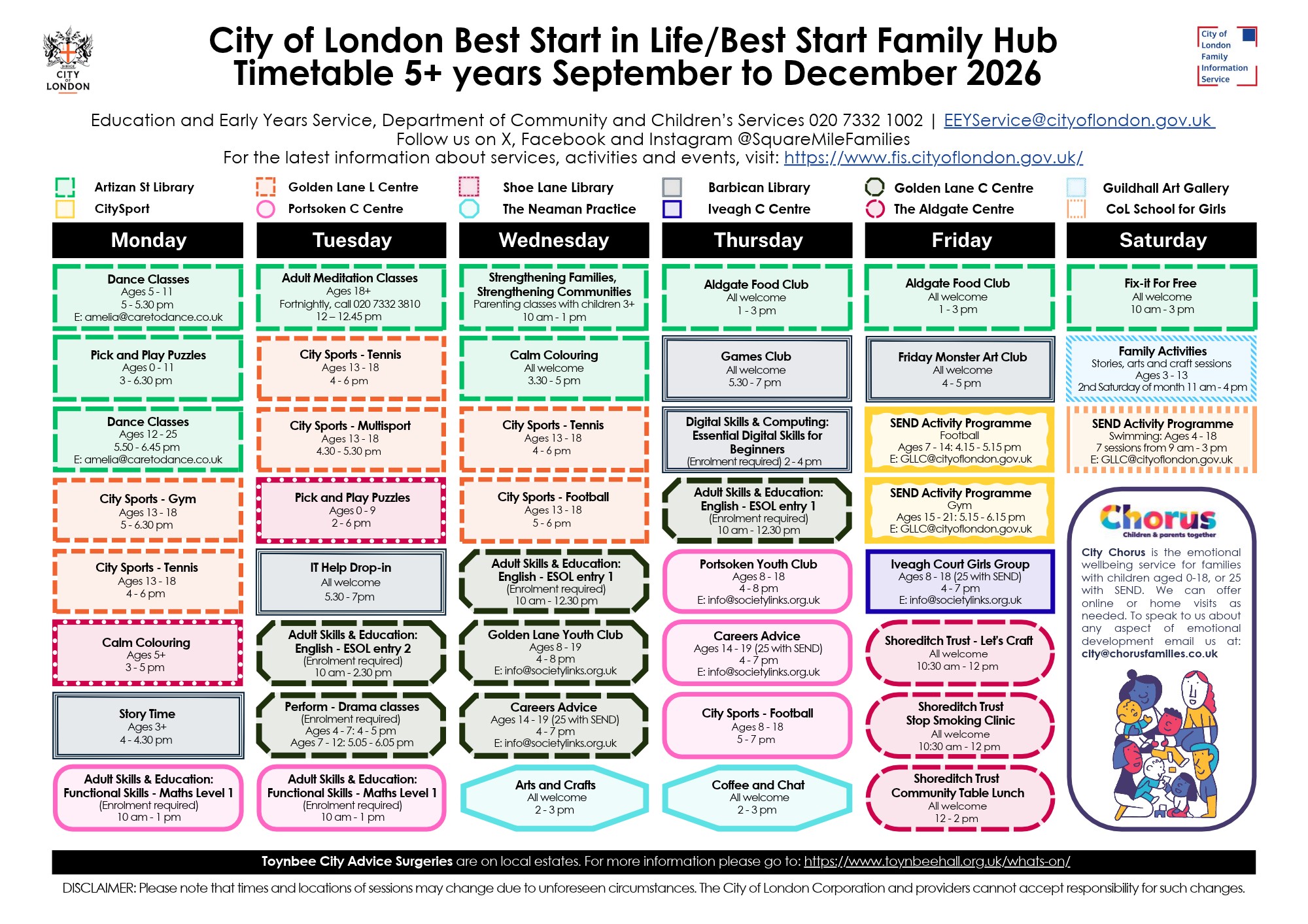 Cit of London Timetable 5+ Sept-Dec 2026