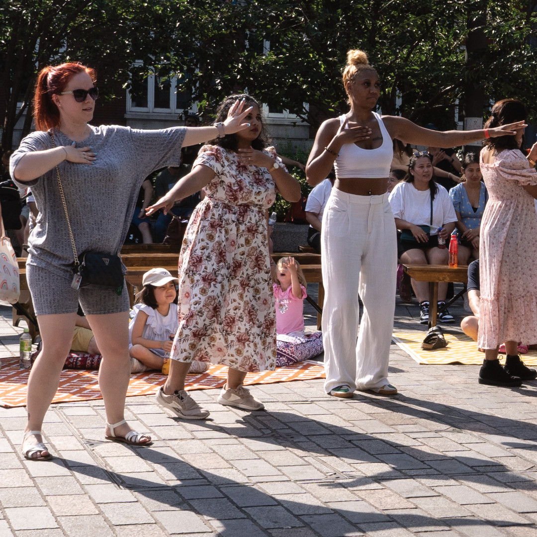 Women taking part in a dance and movement workshop