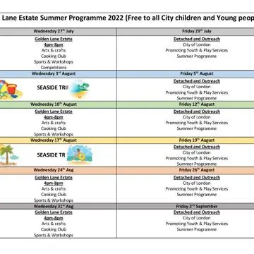 Golden Lane Estate Summer Programme 2022
