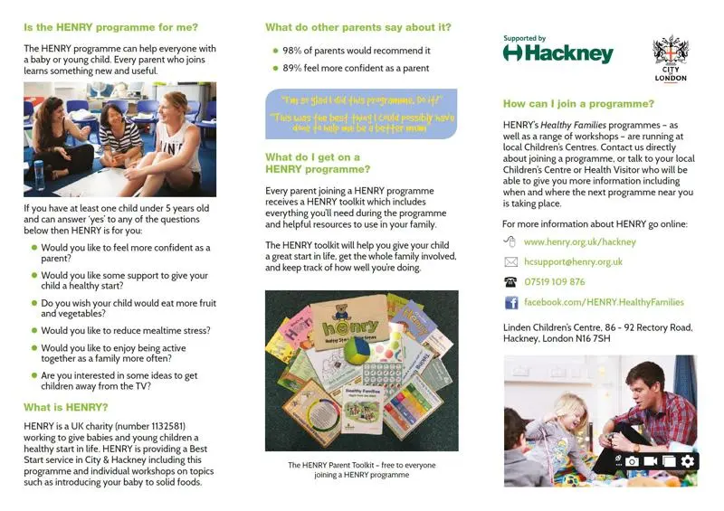 HENRY: Health Start, Brighter Future leaflet summer 2024 (page two)