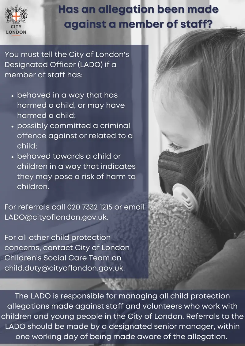 Information poster about reporting allegations about staff to the Local Authorities Designated Officer (LADO)