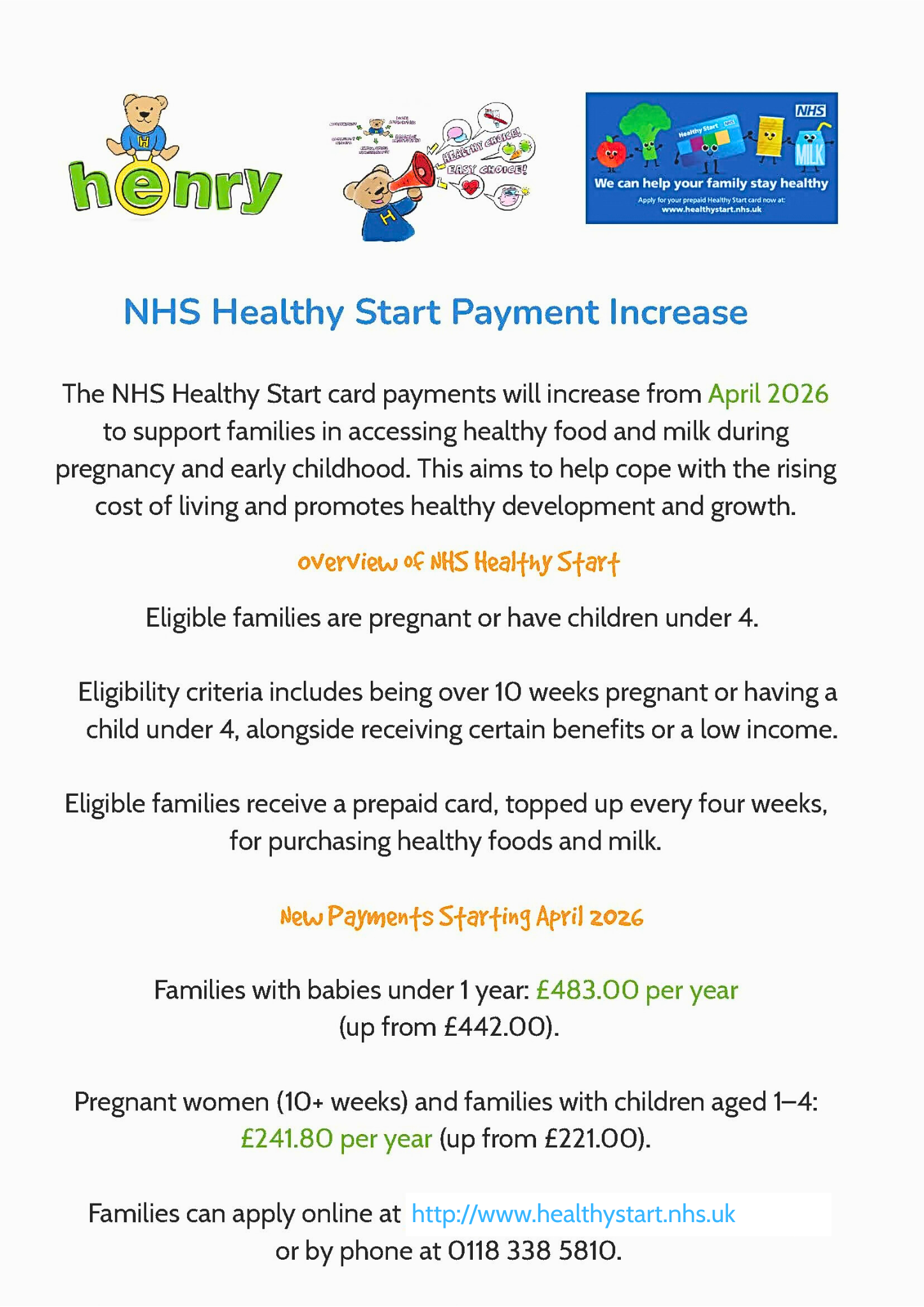 NHS Healthy Start amended