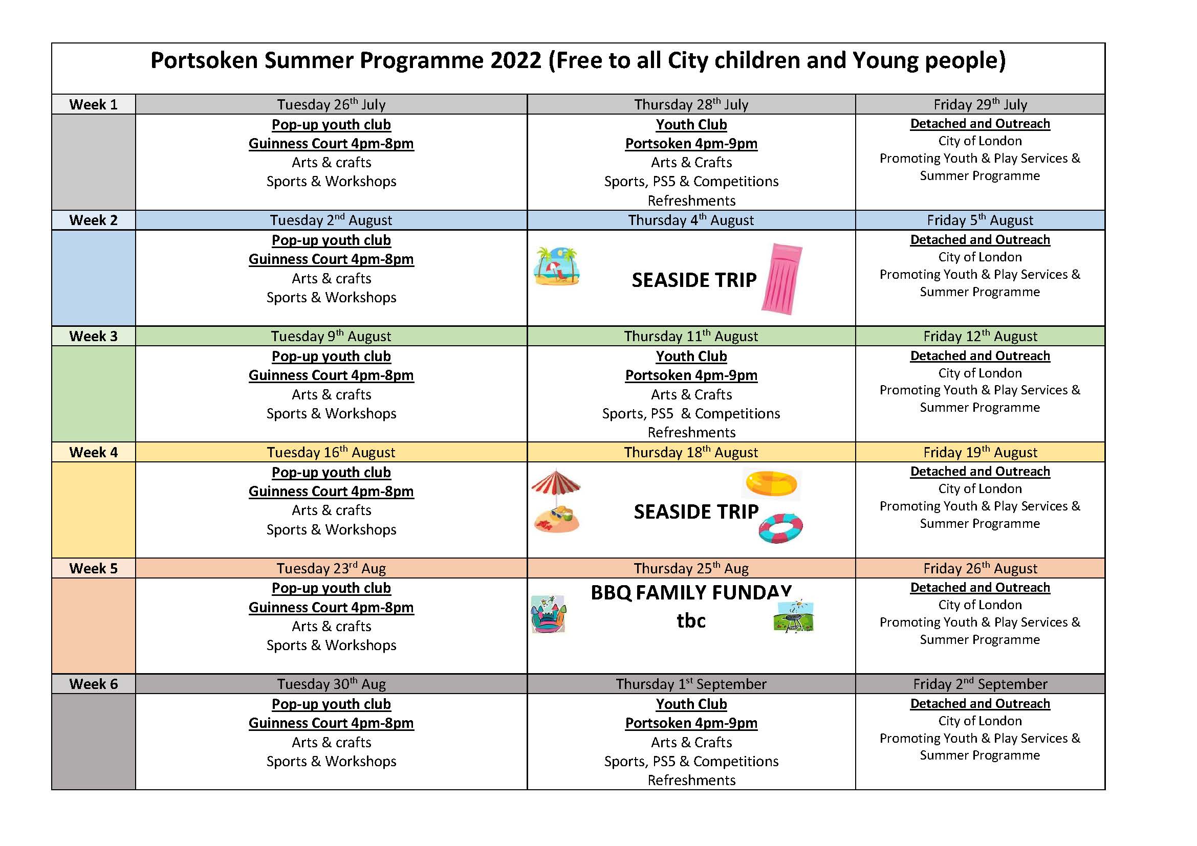 Portsoken Summer Programme 2022