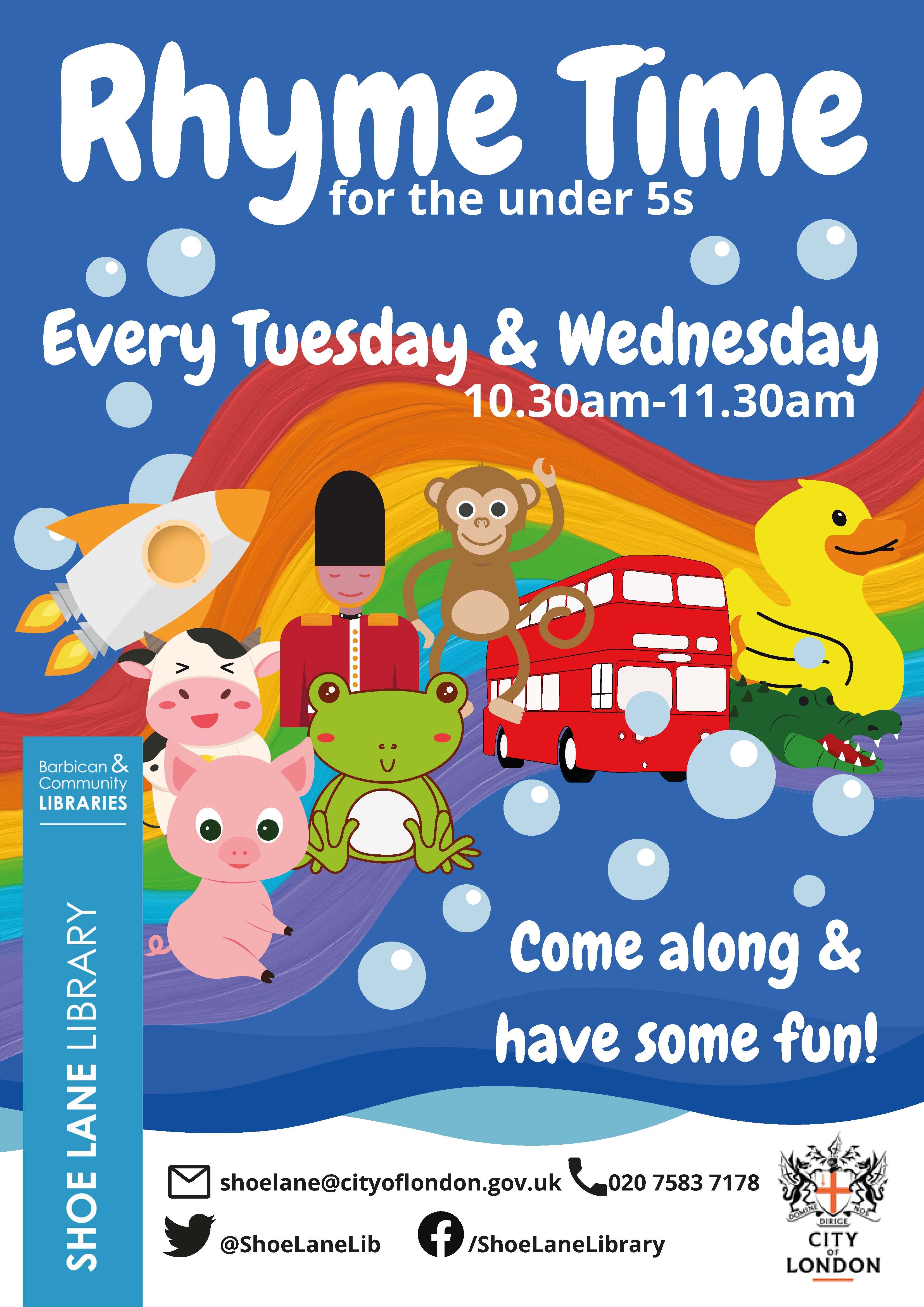 Rhyme Time sessions and venues check flyers for dates this August 2022