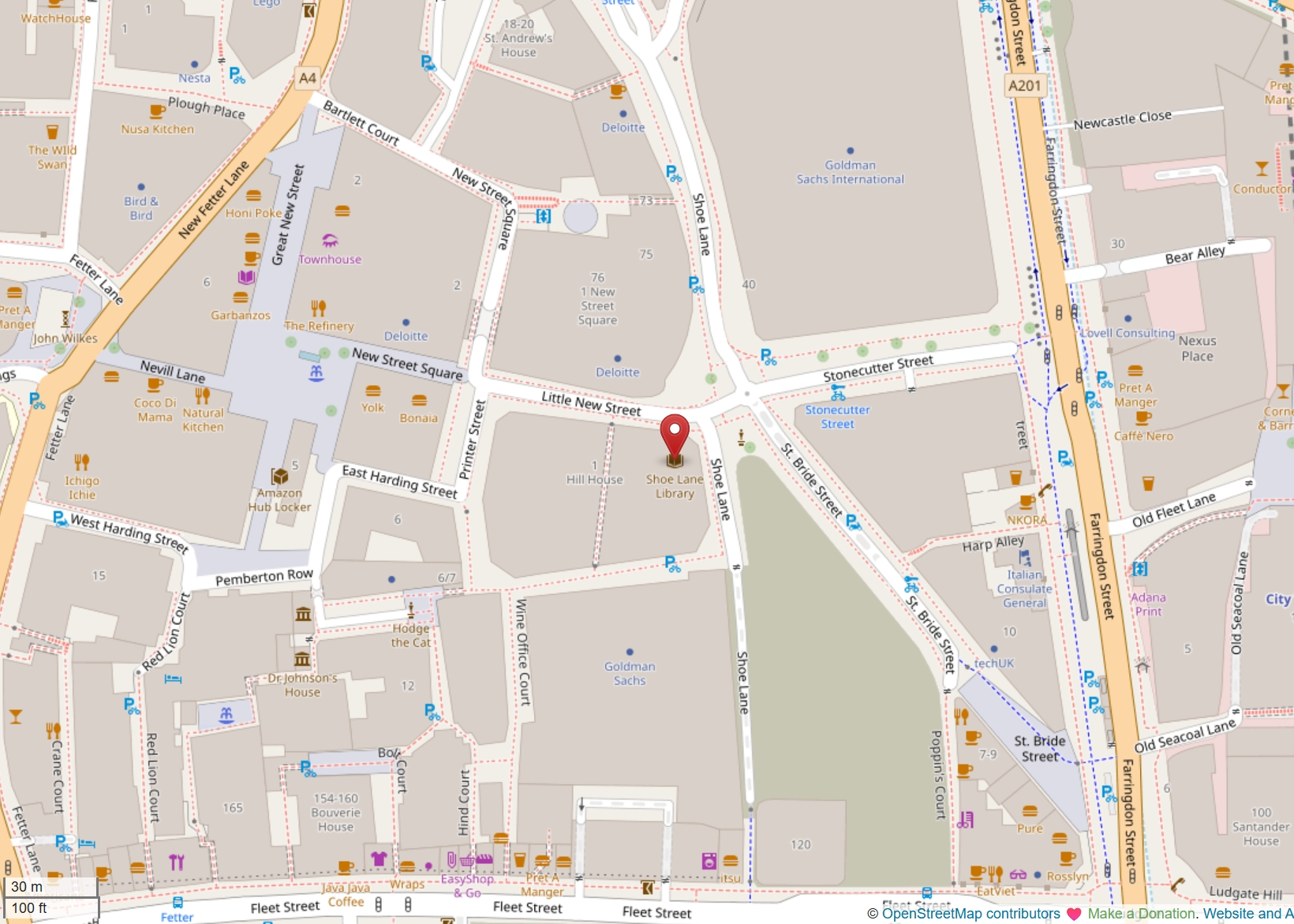 Shoe Lane Library Map