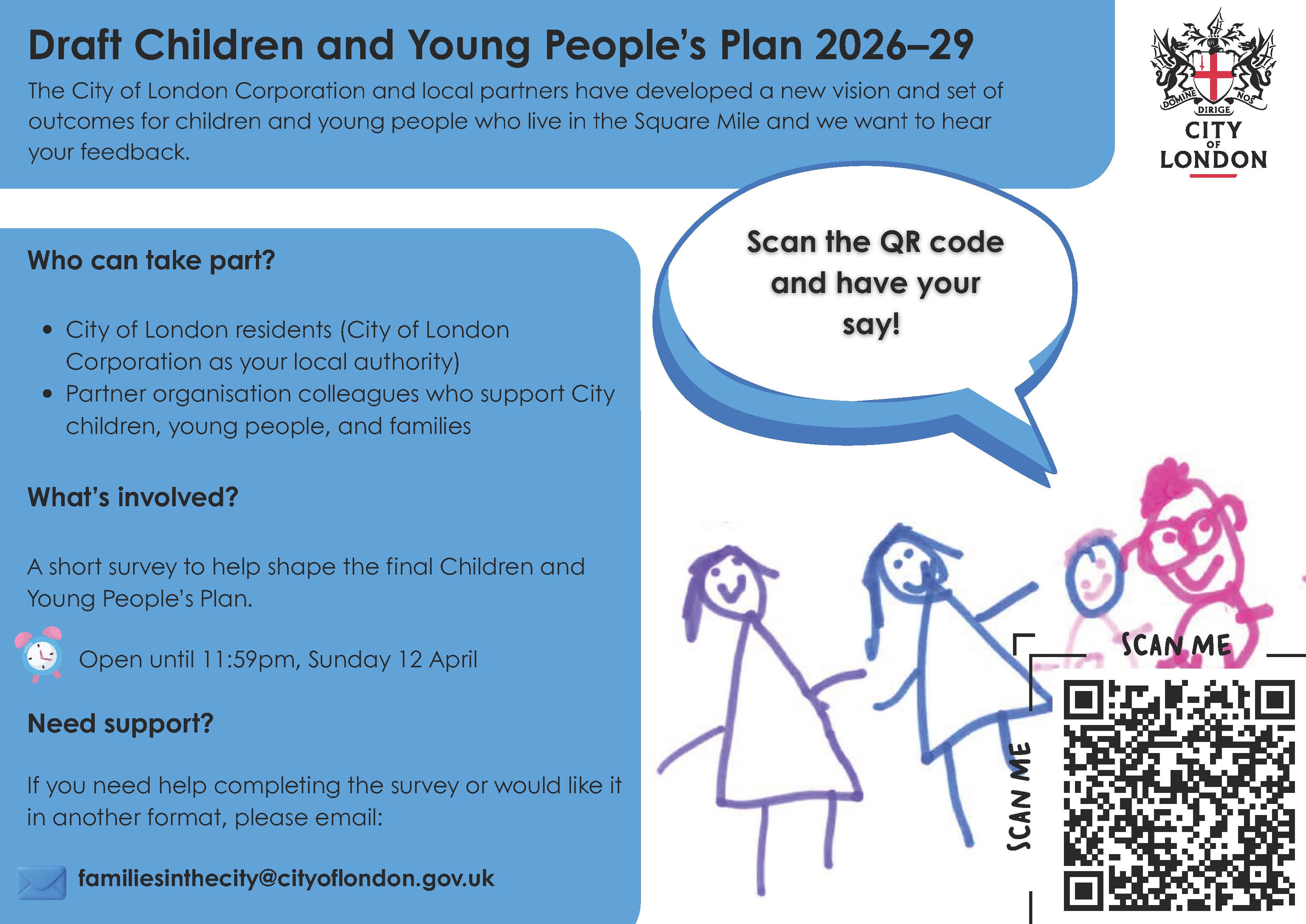 Young peoples plans survey poster with QR