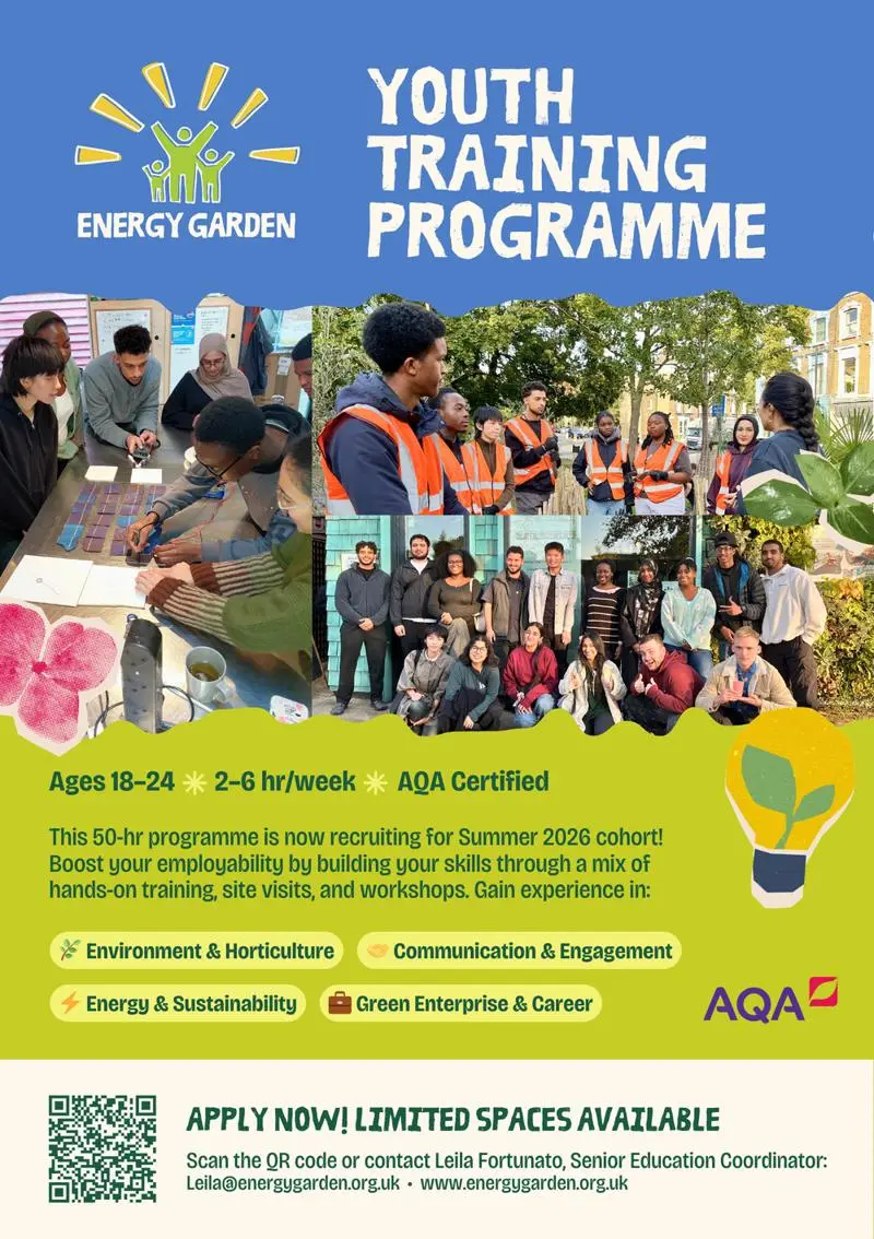 Youth Training Programme poster featuring with young people being trained